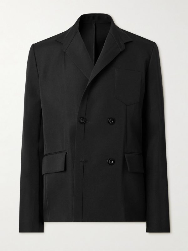 Double-Breasted Silk and Cotton-Blend Blazer Double-Breasted Silk and Cotton-Blend Blazer