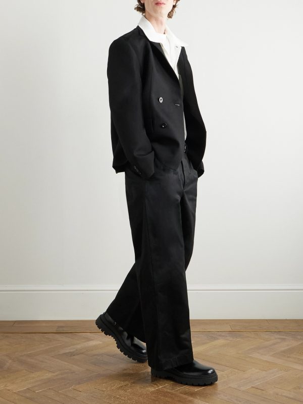 Double-Breasted Silk and Cotton-Blend Blazer - OU Double-Breasted Silk and Cotton-Blend Blazer - OU