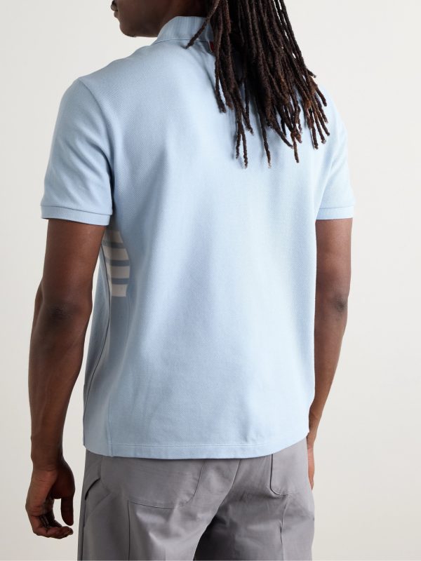 Logo-Appliquéd Striped Cotton-Piqué Polo Shirt - BK