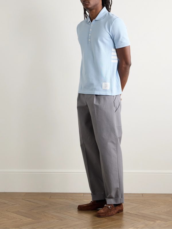 Logo-Appliquéd Striped Cotton-Piqué Polo Shirt - OU