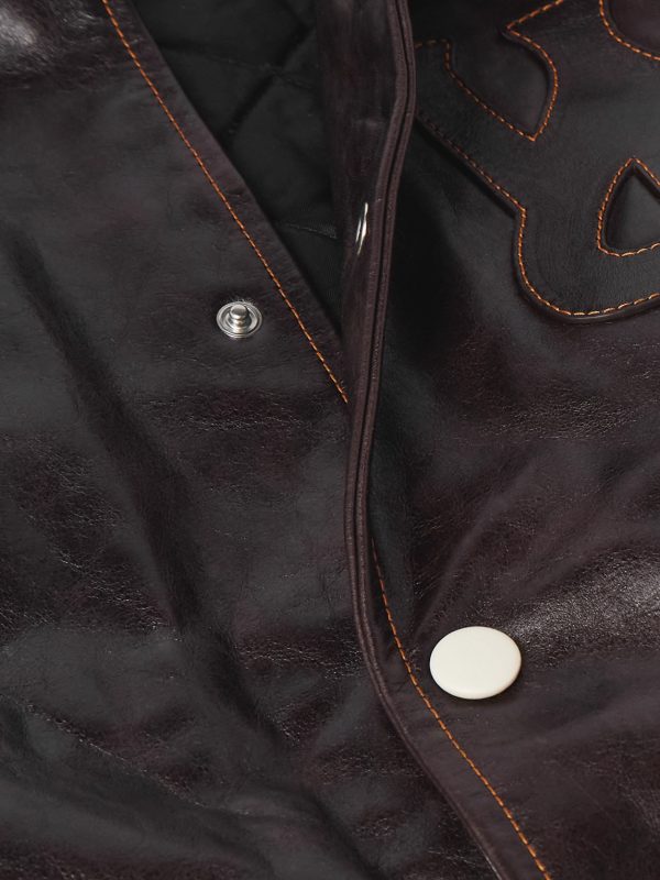 Prince Logo-Appliquéd Padded Leather Varsity Jacket - CU Prince Logo-Appliquéd Padded Leather Varsity Jacket - CU