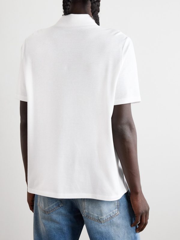 Logo-Print Cotton-Piqué Polo Shirt - BK Logo-Print Cotton-Piqué Polo Shirt - BK