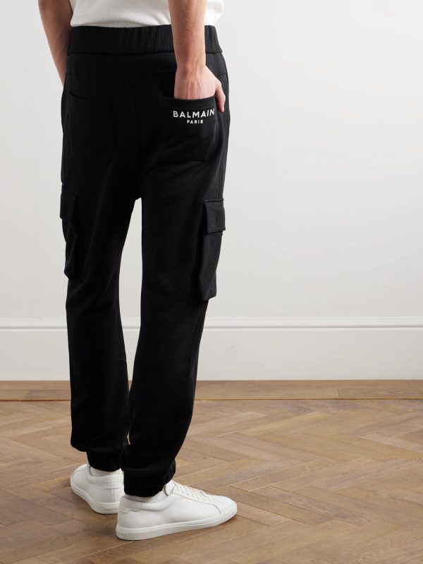Tapered Cotton-Jersey Cargo Sweatpants - BK