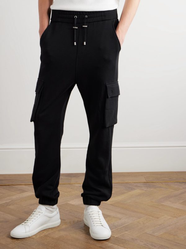 Tapered Cotton-Jersey Cargo Sweatpants - FR