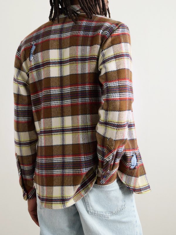 Distressed Checked Cashmere Shirt - BK