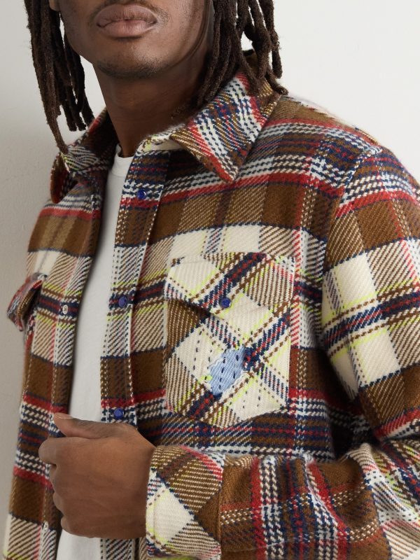 Distressed Checked Cashmere Shirt - E1