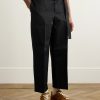 Cropped Straight-Leg Belted Cotton and Silk-Blend Poplin Trousers - FR Cropped Straight-Leg Belted Cotton and Silk-Blend Poplin Trousers - FR