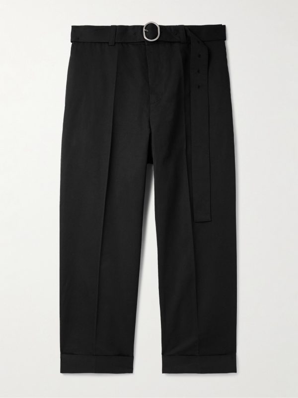 Cropped Straight-Leg Belted Cotton and Silk-Blend Poplin Trousers Cropped Straight-Leg Belted Cotton and Silk-Blend Poplin Trousers