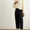 Cropped Straight-Leg Belted Cotton and Silk-Blend Poplin Trousers - OU Cropped Straight-Leg Belted Cotton and Silk-Blend Poplin Trousers - OU