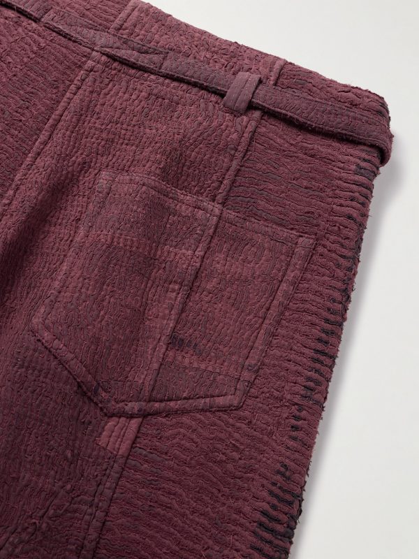 Judo Belted Upcycled Textured-Cotton Trousers - CU Judo Belted Upcycled Textured-Cotton Trousers - CU