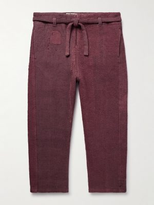 Judo Belted Upcycled Textured-Cotton Trousers