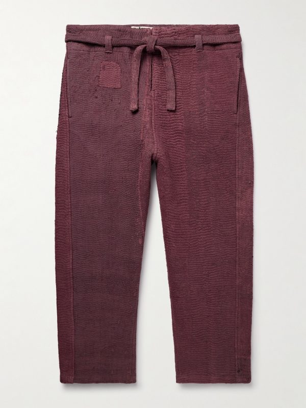 Judo Belted Upcycled Textured-Cotton Trousers Judo Belted Upcycled Textured-Cotton Trousers