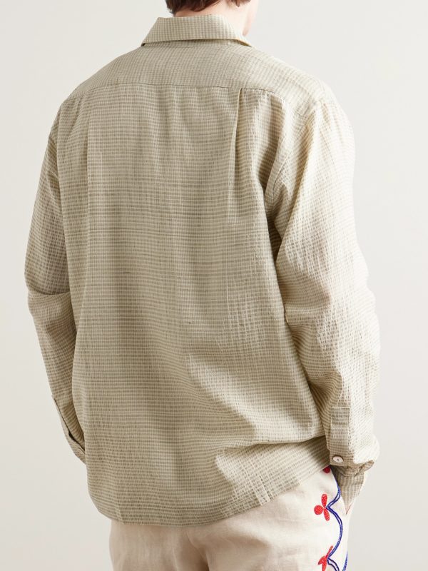 Checked Cotton and Silk-Blend Shirt - BK
