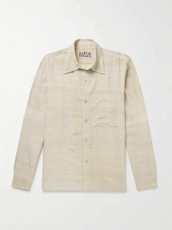 Checked Cotton and Silk-Blend Shirt