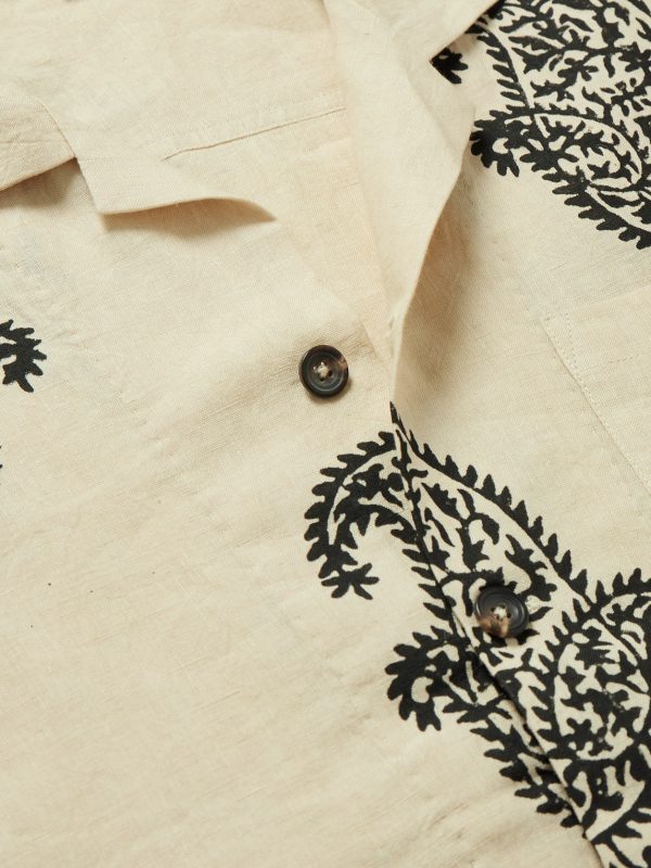 Camp-Collar Paisley-Print Linen Shirt - CU Camp-Collar Paisley-Print Linen Shirt - CU