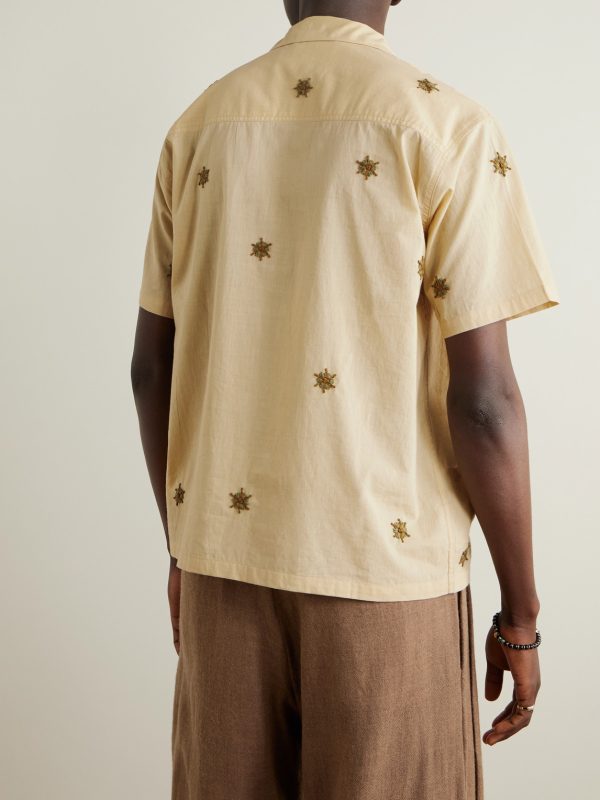 Camp-Collar Embroidered Cotton Shirt - BK