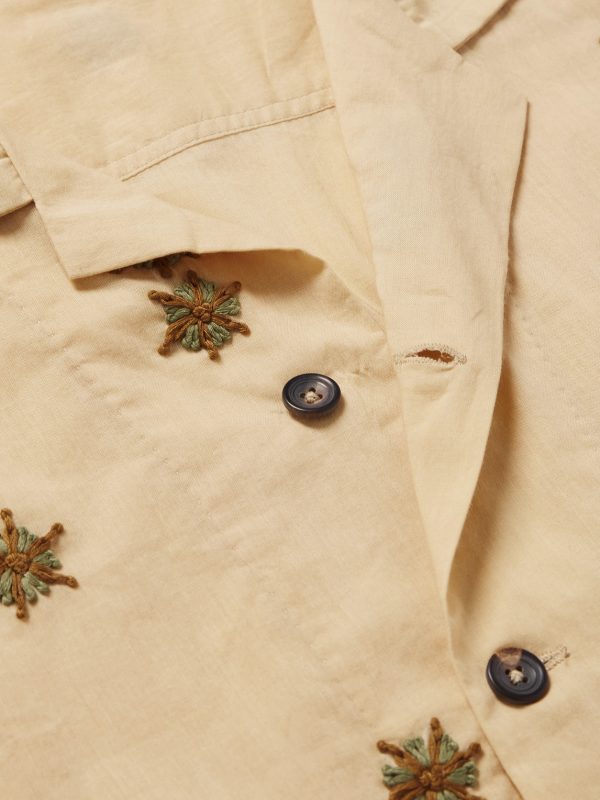 Camp-Collar Embroidered Cotton Shirt - CU