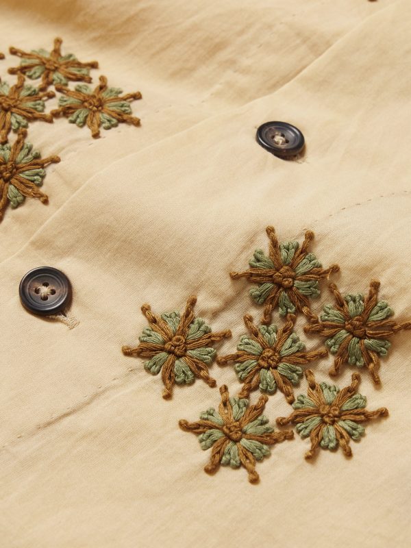 Camp-Collar Embroidered Cotton Shirt - E1