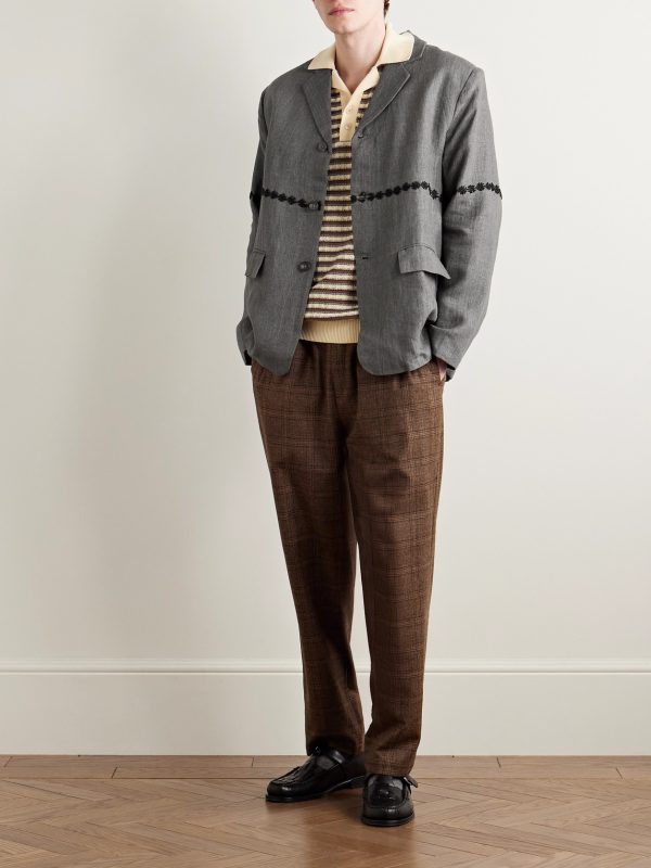 Embroidered Linen Blazer - OU Embroidered Linen Blazer - OU