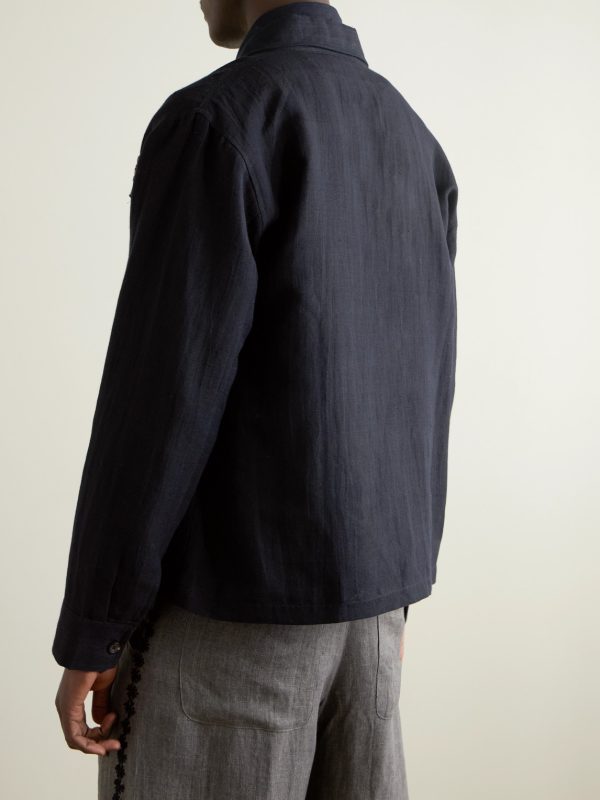 Embroidered Embellished Cotton and Linen-Blend Jacket - BK Embroidered Embellished Cotton and Linen-Blend Jacket - BK