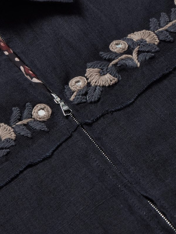 Embroidered Embellished Cotton and Linen-Blend Jacket - CU Embroidered Embellished Cotton and Linen-Blend Jacket - CU