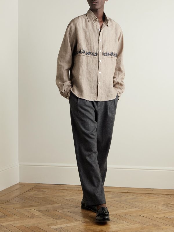 Embroidered Linen Shirt - OU Embroidered Linen Shirt - OU