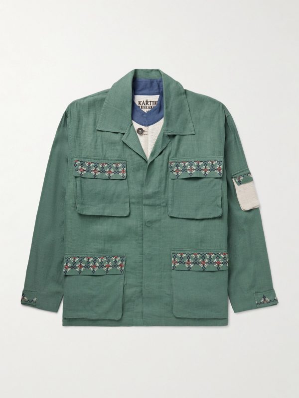 Embroidered Cotton-Ripstop Jacket with Detachable Liner