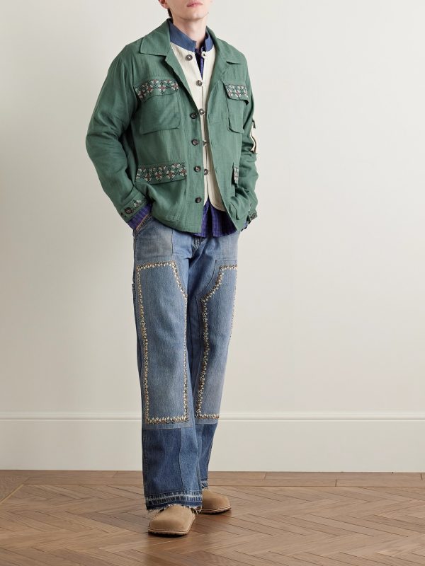 Embroidered Cotton-Ripstop Jacket with Detachable Liner - OU