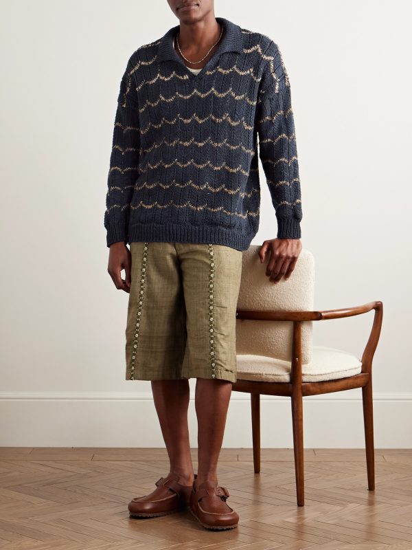 Straight-Leg Embellished Slub Silk-Voile Shorts - OU Straight-Leg Embellished Slub Silk-Voile Shorts - OU
