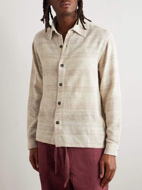 Checked Kantha Silk-Gauze Overshirt - FR