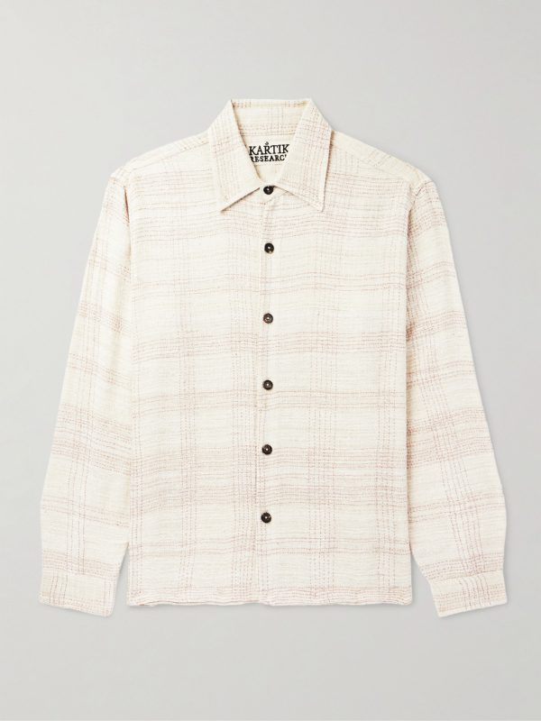 Checked Kantha Silk-Gauze Overshirt