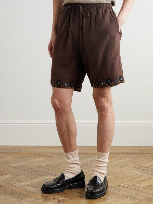 Embellished Embroidered Cotton Shorts - FR