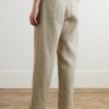 Straight-Leg Embroidered Linen Trousers - BK Straight-Leg Embroidered Linen Trousers - BK