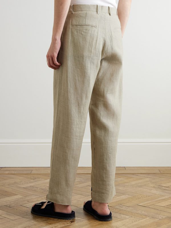 Straight-Leg Embroidered Linen Trousers - BK Straight-Leg Embroidered Linen Trousers - BK