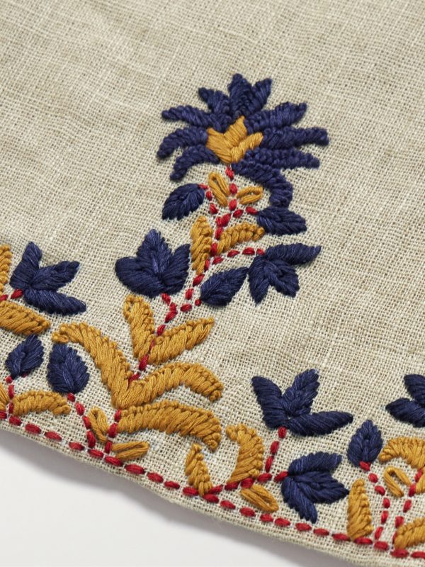 Straight-Leg Embroidered Linen Trousers - E2 Straight-Leg Embroidered Linen Trousers - E2