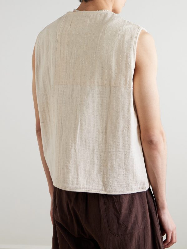 Kantha Embellished Embroidered Cotton Vest - BK Kantha Embellished Embroidered Cotton Vest - BK
