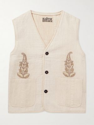 Kantha Embellished Embroidered Cotton Vest