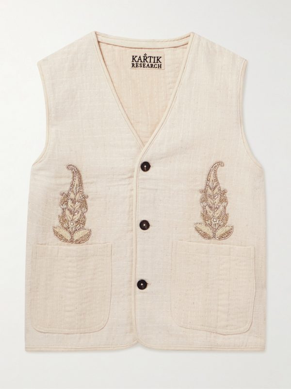 Kantha Embellished Embroidered Cotton Vest Kantha Embellished Embroidered Cotton Vest