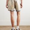 Blister Straight-Leg Frayed Metallic Megacrust Stretch-Denim Drawstring Shorts - BK