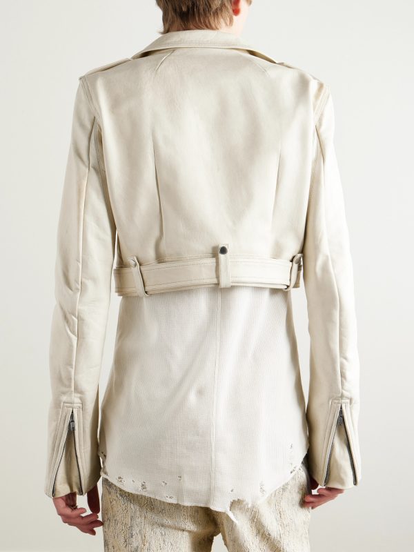 Belted Cropped Leather Jacket - BK Belted Cropped Leather Jacket - BK