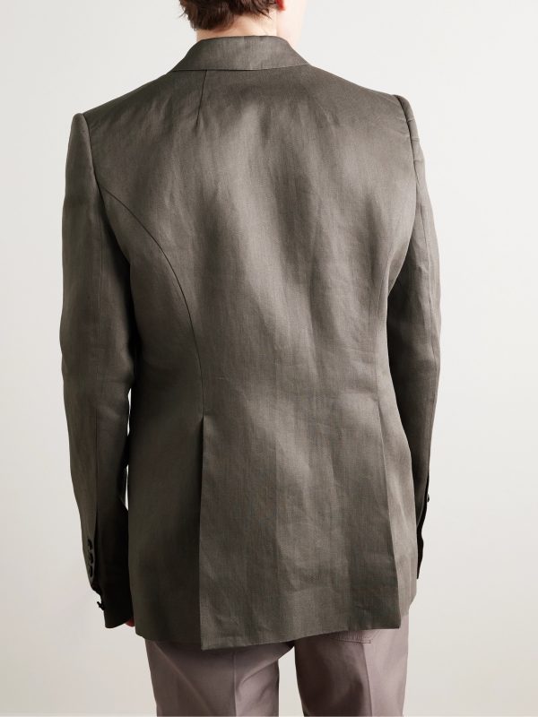 Double-Breasted Linen-Twill Blazer - BK