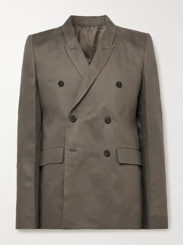 Double-Breasted Linen-Twill Blazer