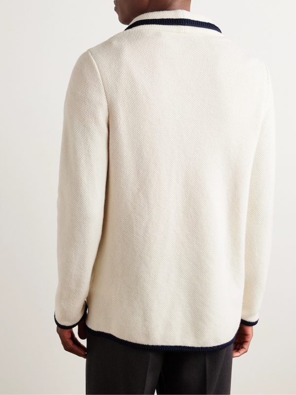 Textured Virgin Wool and Cotton-Blend Cardigan - BK