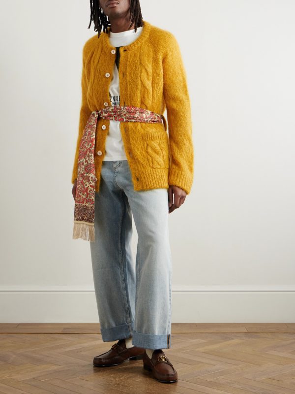 Cable-Knit Mohair-Blend Cardigan - OU Cable-Knit Mohair-Blend Cardigan - OU