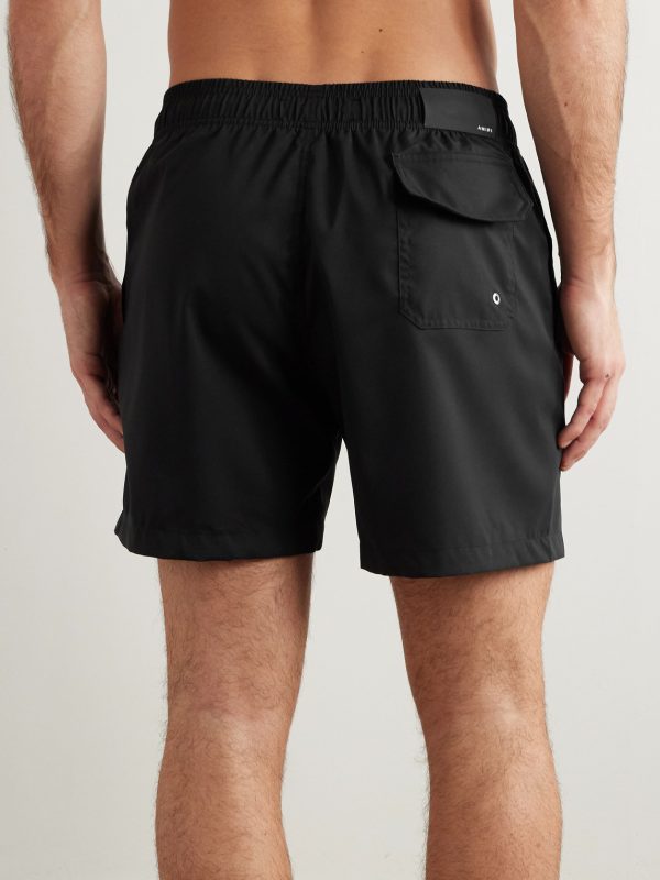Pool Cue Straight-Leg Mid-Length Logo-Print Swim Shorts - BK