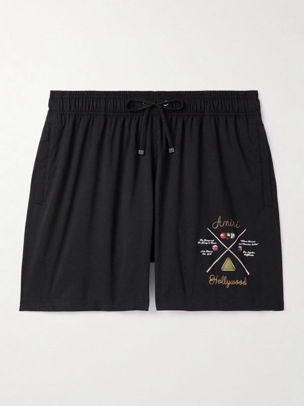 Pool Cue Straight-Leg Mid-Length Logo-Print Swim Shorts