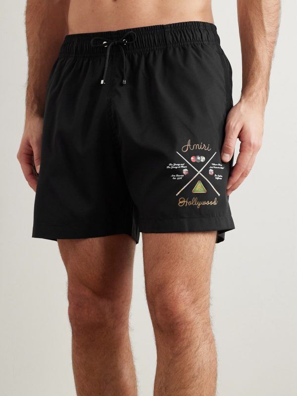 Pool Cue Straight-Leg Mid-Length Logo-Print Swim Shorts - OU