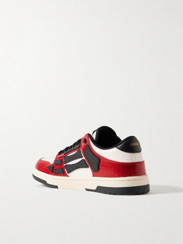 Skel-Top Appliquéd Snake-Effect Leather Sneakers - BK