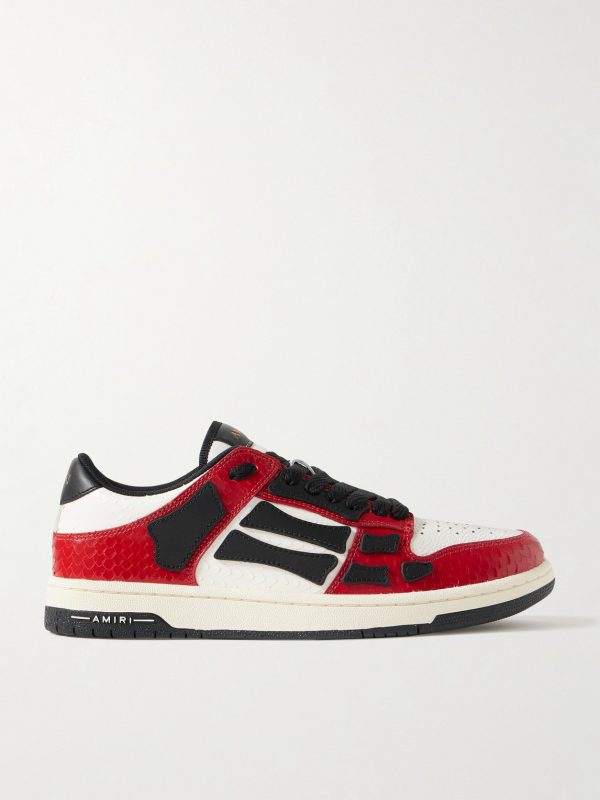 Skel-Top Appliquéd Snake-Effect Leather Sneakers