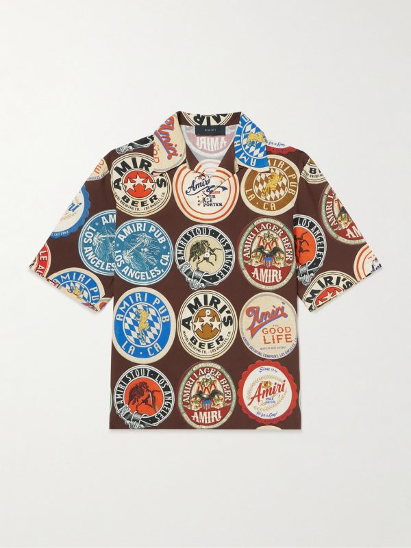 Convertible-Collar Logo-Print Voile Shirt Convertible-Collar Logo-Print Voile Shirt